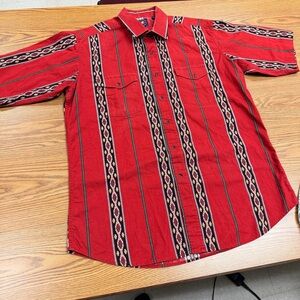 Panhandle Slim Red and Black Patterned Men's Shirt Large